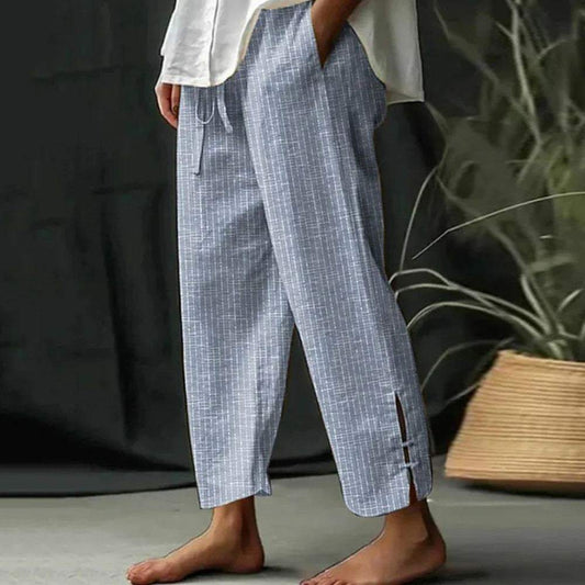 Chic Light Blue Striped Pants