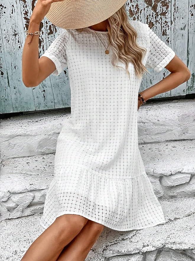 Classy Plain Short Sleeve Mini Dress