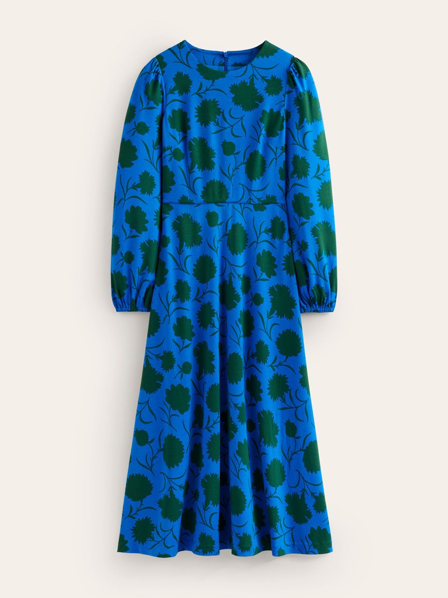 Stylish Crew Neck Long Sleeve Printed Maxi Dress