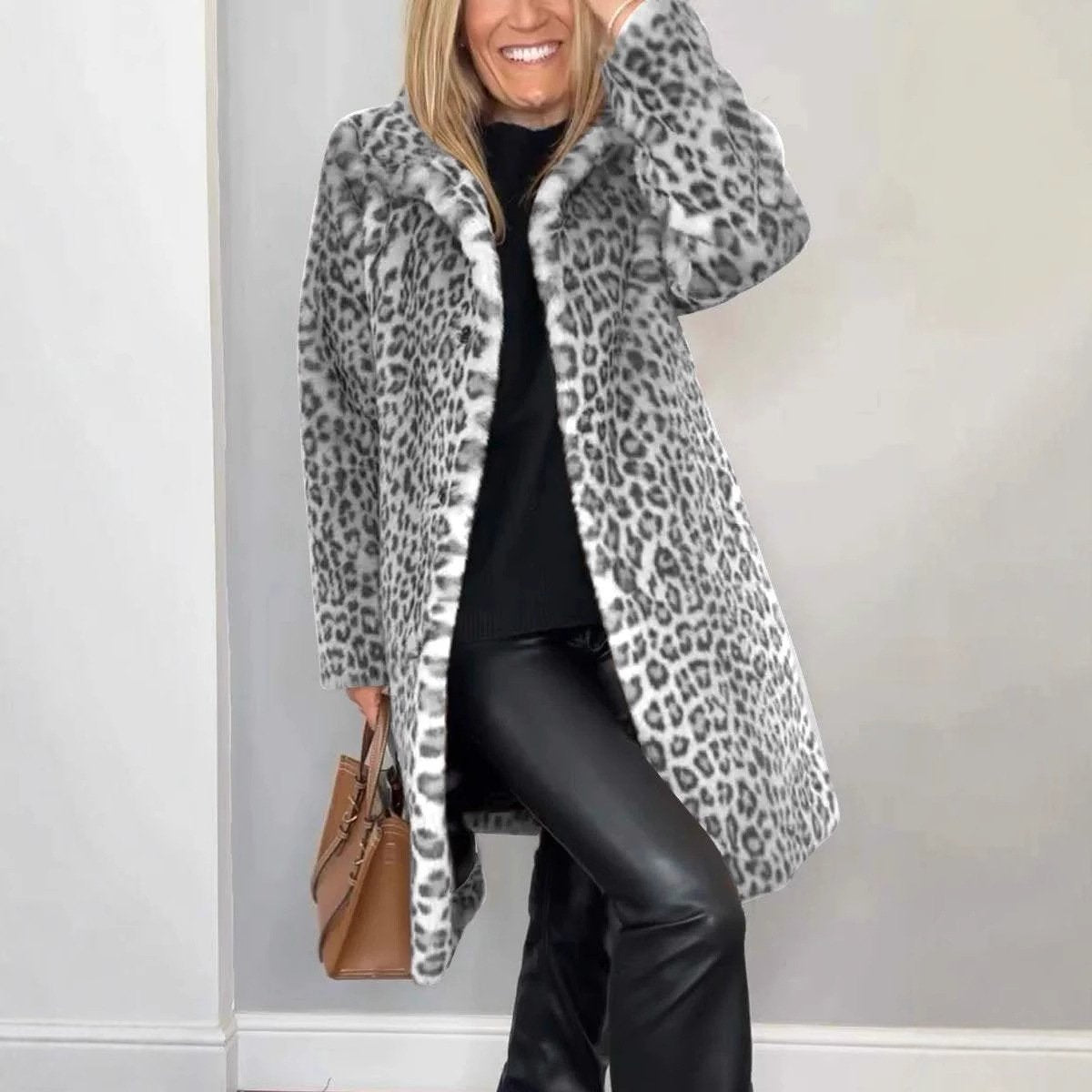 Comfy Leopard Print Fur Coat