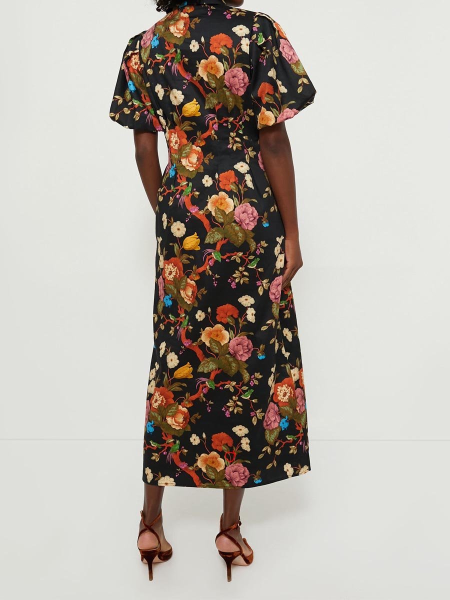 Floral Print Puff Sleeve Maxi Shirtdress (Buy 2 Free Shipping✔️)