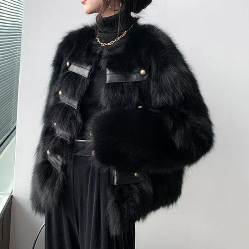 Elegant Faux Fox Fur Jacket