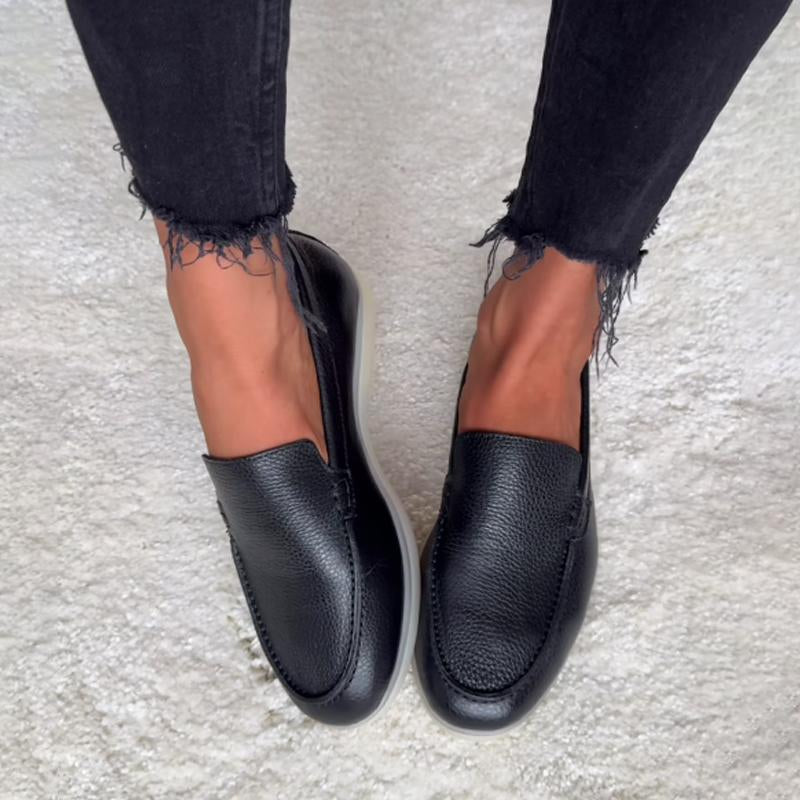 Bequeme Leder-Loafer mit weicher Sohle für Damen 