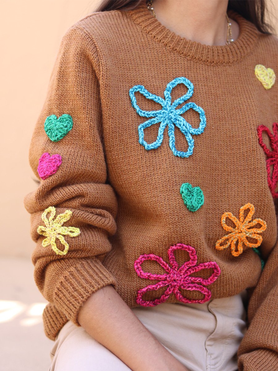 Flower Embroidered Knitted Sweater (Buy 2 Free Shipping✔️)