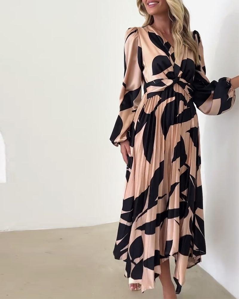 Groovy V-Neck Long Sleeve Maxi Dress