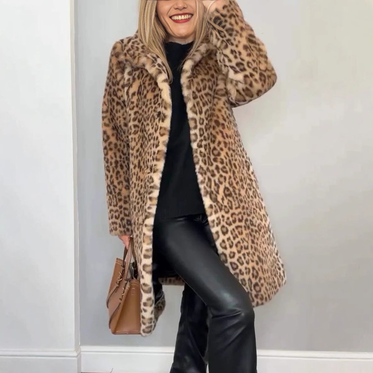 Comfy Leopard Print Fur Coat