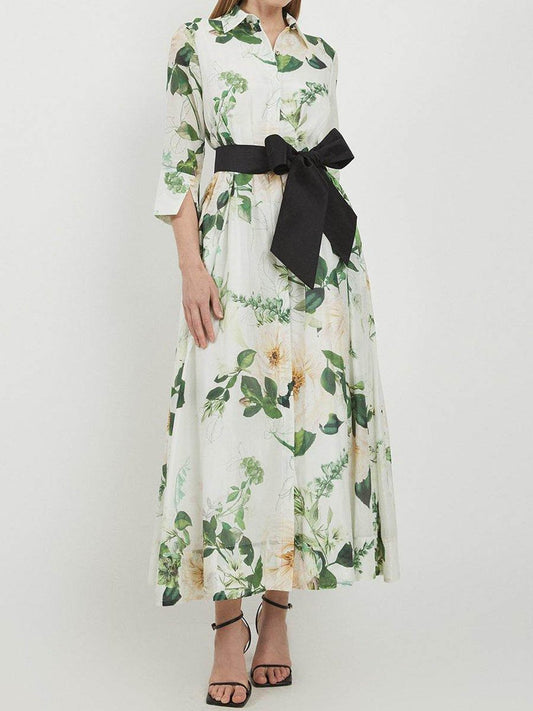 Floral Print Lace Up Maxi Dress