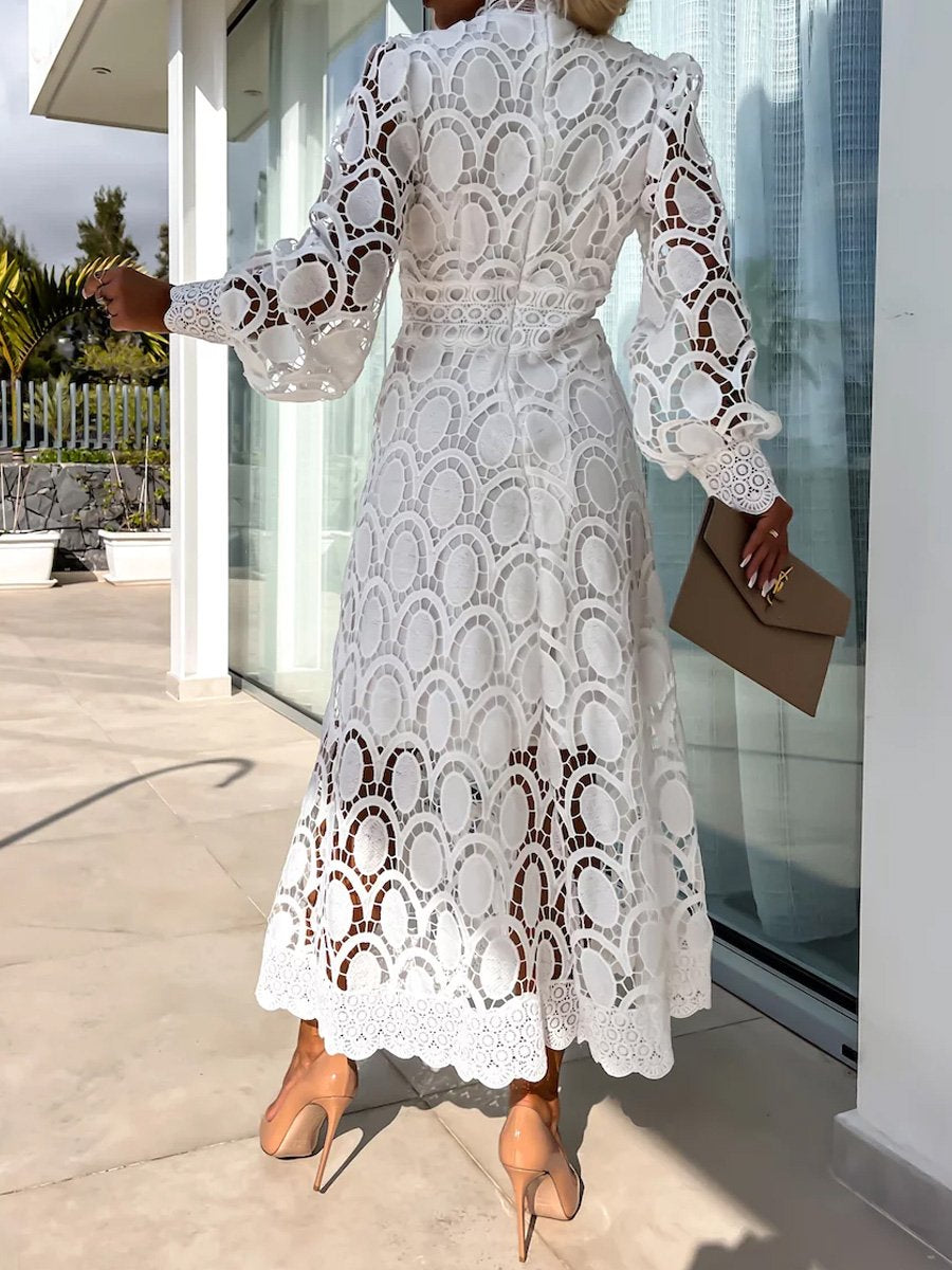 Lace Patchwork See-through Maxi Dress