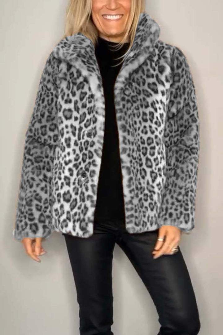 Comfy Leopard Print Fur Coat