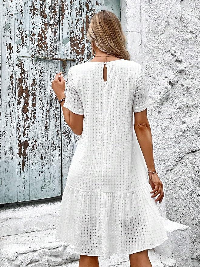 Classy Plain Short Sleeve Mini Dress