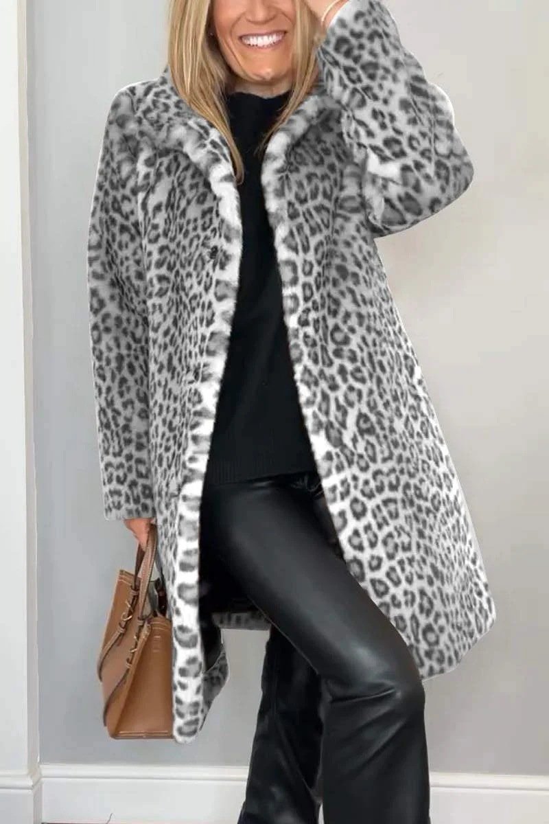 Comfy Leopard Print Fur Coat