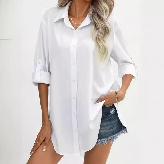 Weißes Langarm-Bluse-Shirt 