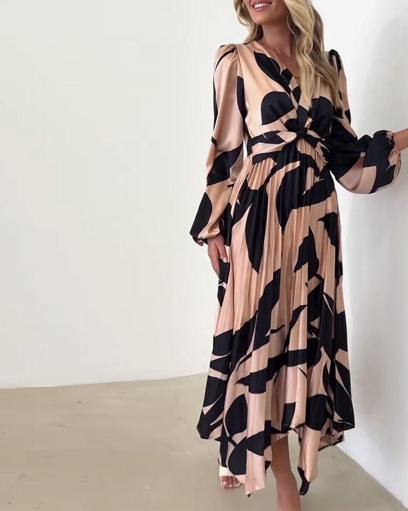 Groovy V-Neck Long Sleeve Maxi Dress