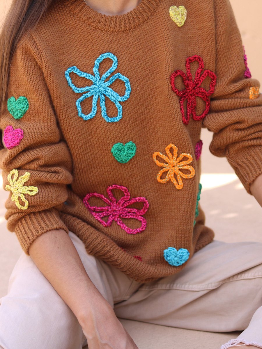 Flower Embroidered Knitted Sweater (Buy 2 Free Shipping✔️)