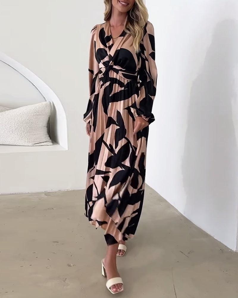 Groovy V-Neck Long Sleeve Maxi Dress