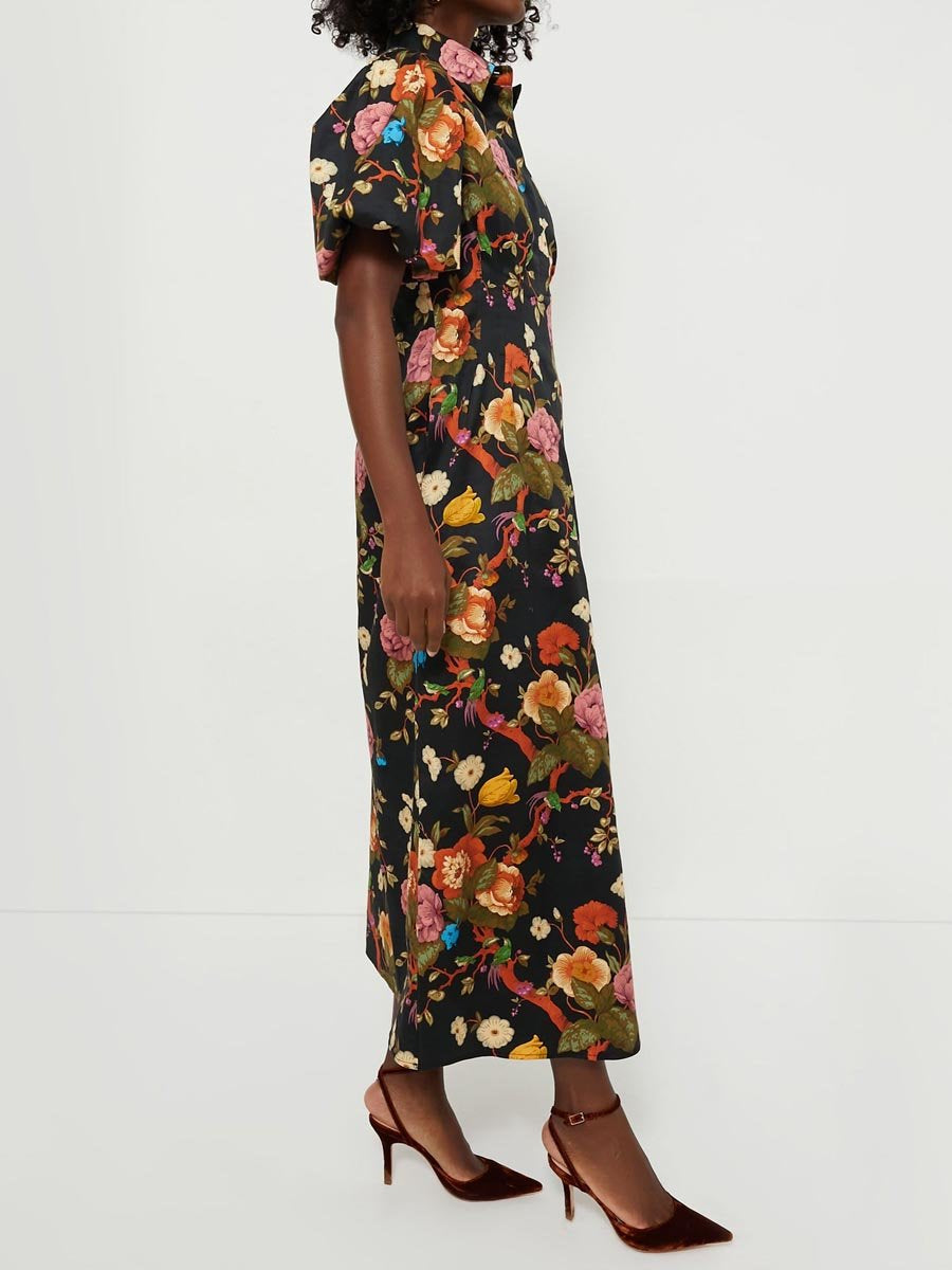 Floral Print Puff Sleeve Maxi Shirtdress (Buy 2 Free Shipping✔️)