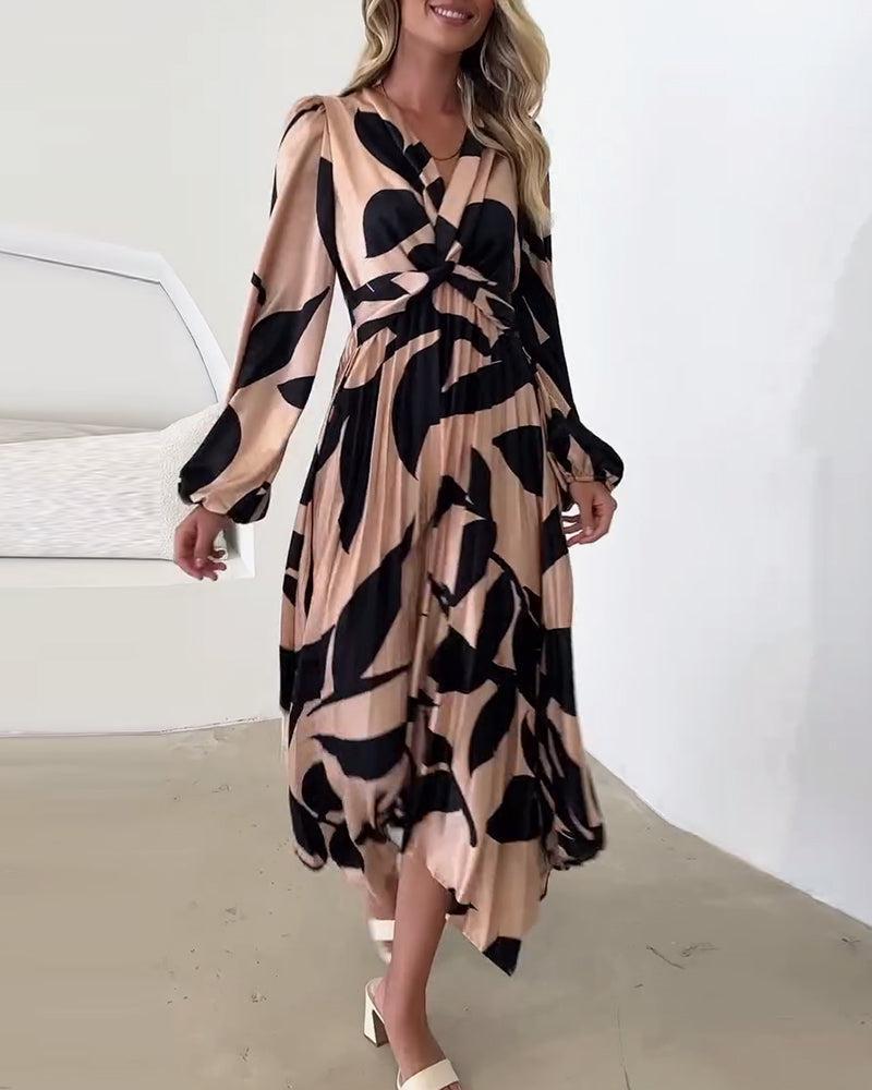 Groovy V-Neck Long Sleeve Maxi Dress