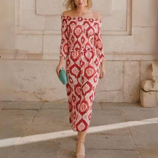 Sexy 3/4 Sleeve Off the Shoulder Maxi Dress