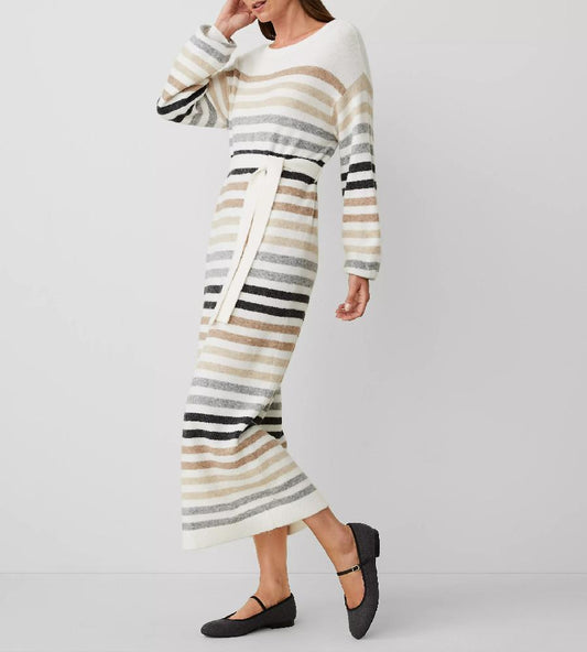 Trendy Multi Stripe Sweater Dress