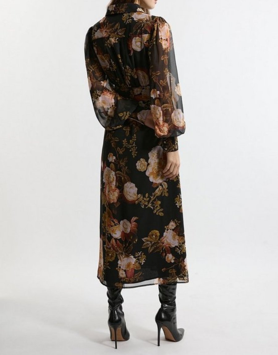 Chic Floral Shirt Maxi Dress