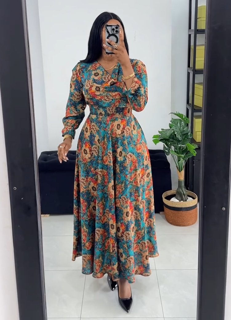 Romantic Multicolor Floral Print Maxi Dress