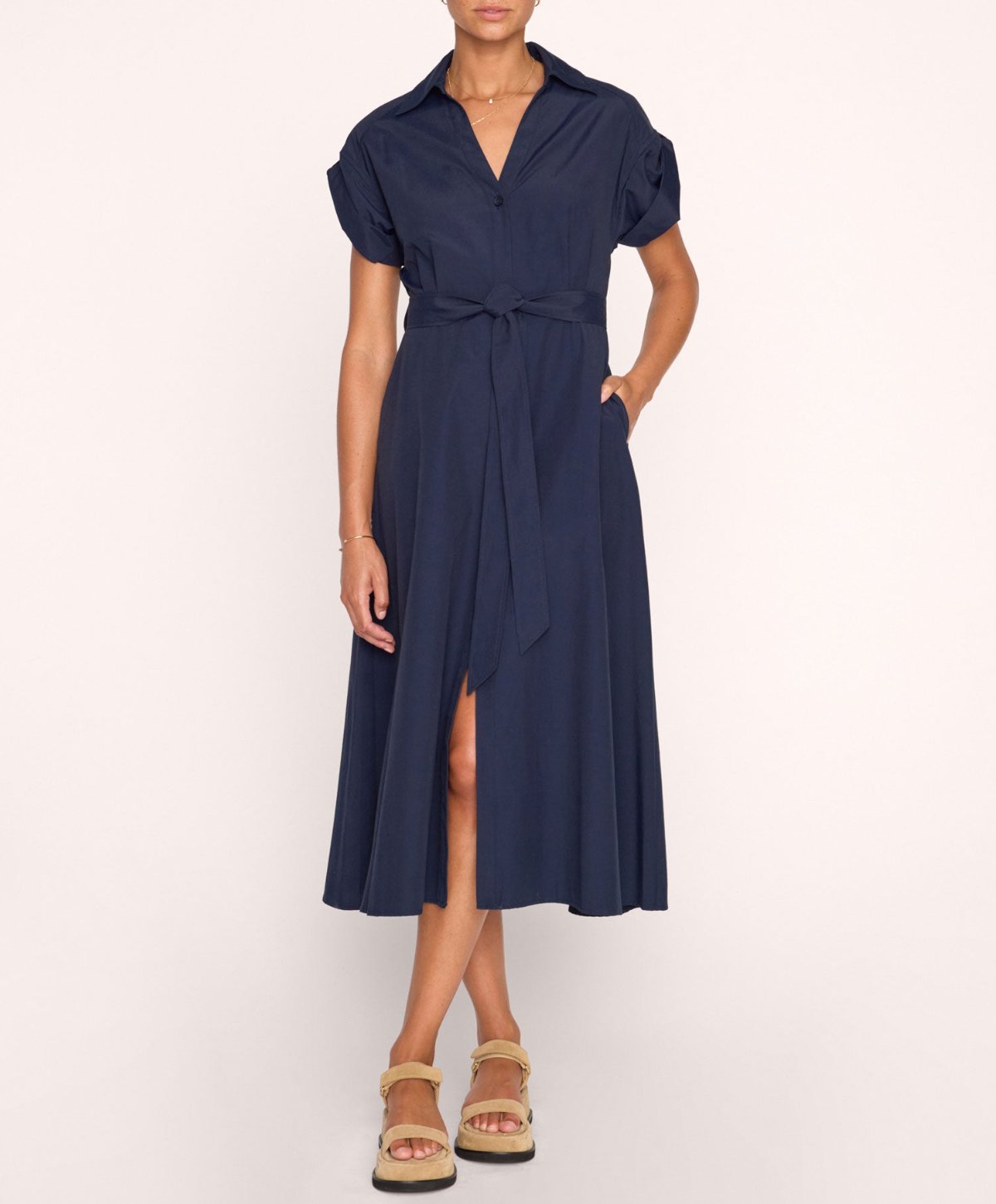 Modern Plain Collared Maxi Dress