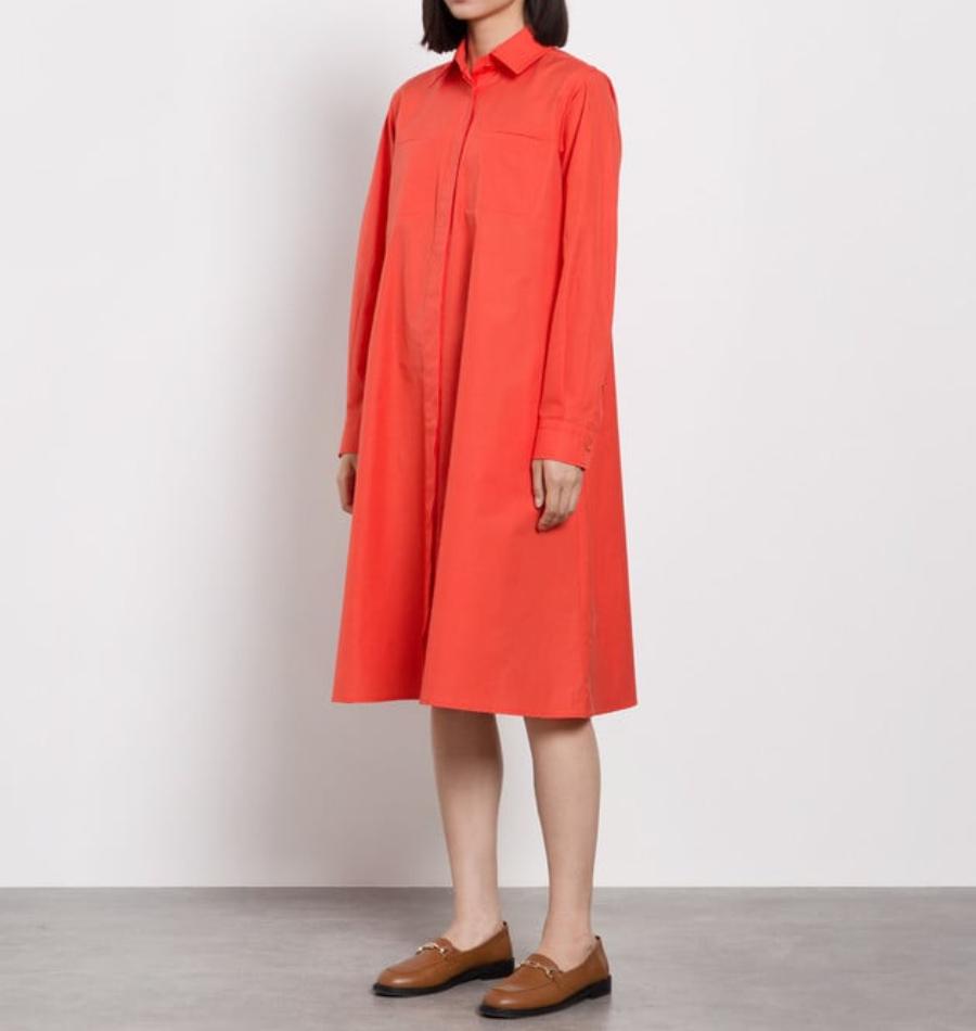 Showy Orange Long Sleeve Pocket Dress