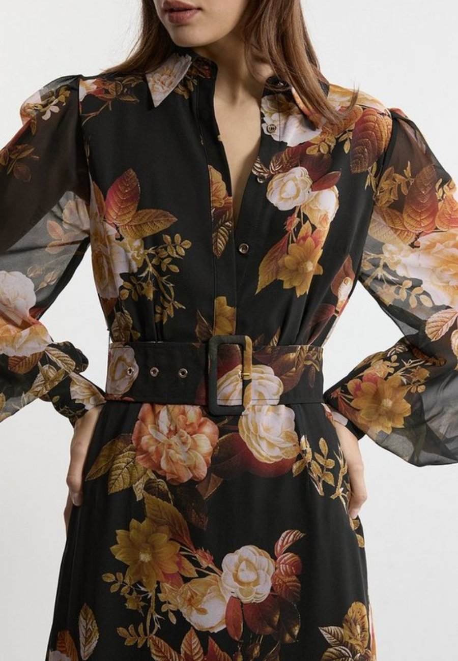 Chic Floral Shirt Maxi Dress