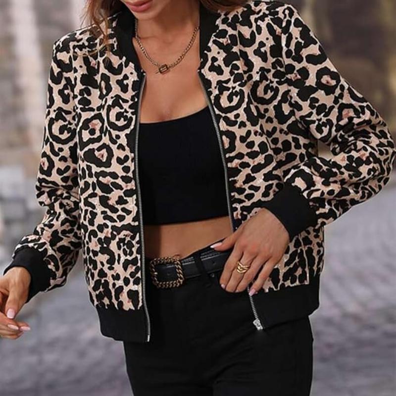 Casual Leopard Bomber Jacket