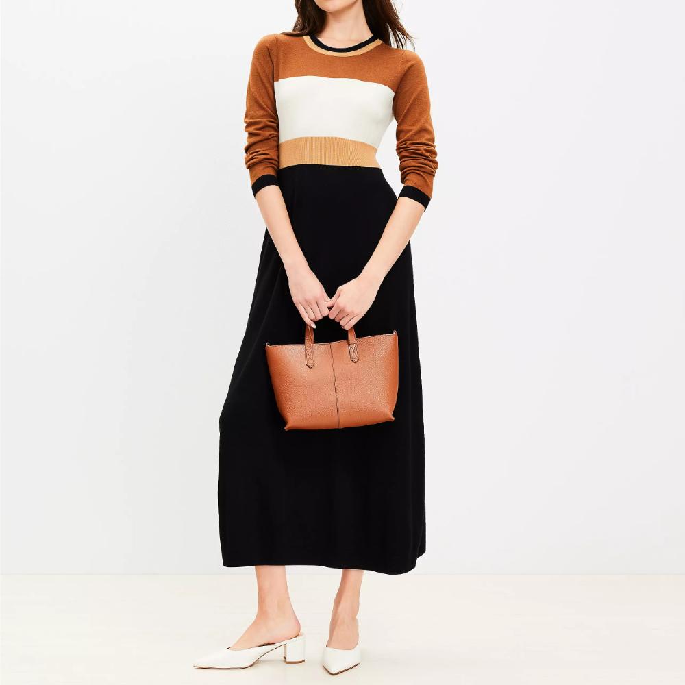 Stylish Colorblock Long Sleeve Sweater Dress