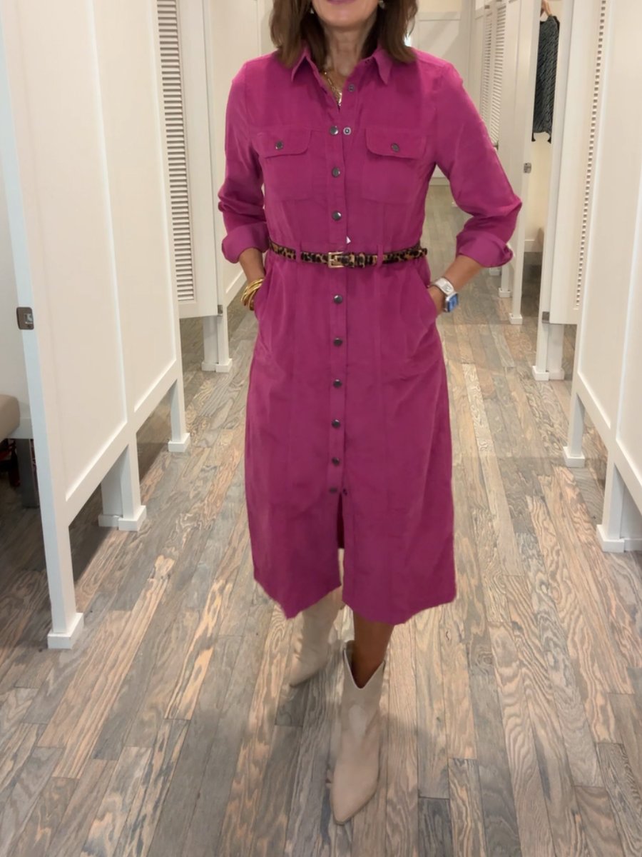 Trendy Corduroy Pocket Midi Dress