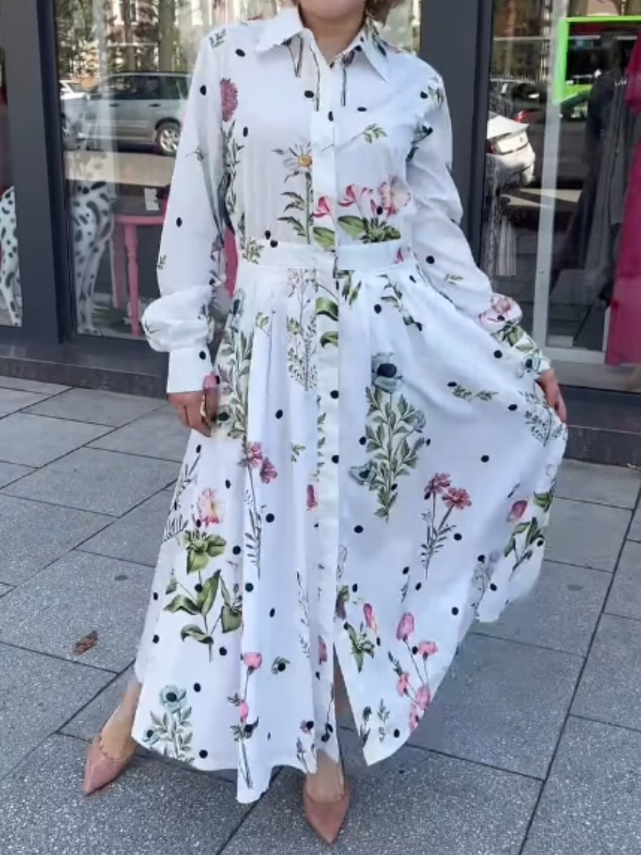 Long Sleeve Printed Maxi Dress