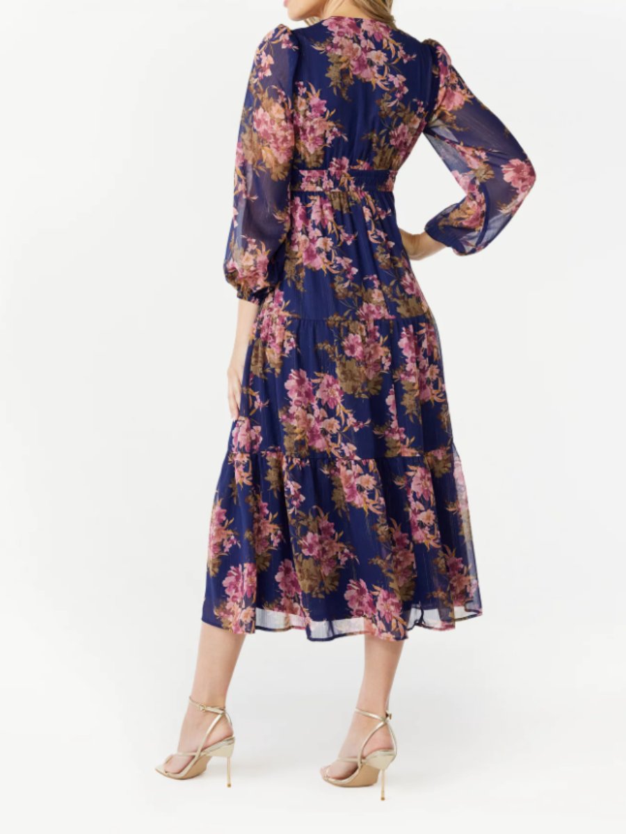 Fall Cutout Floral Maxi Dress