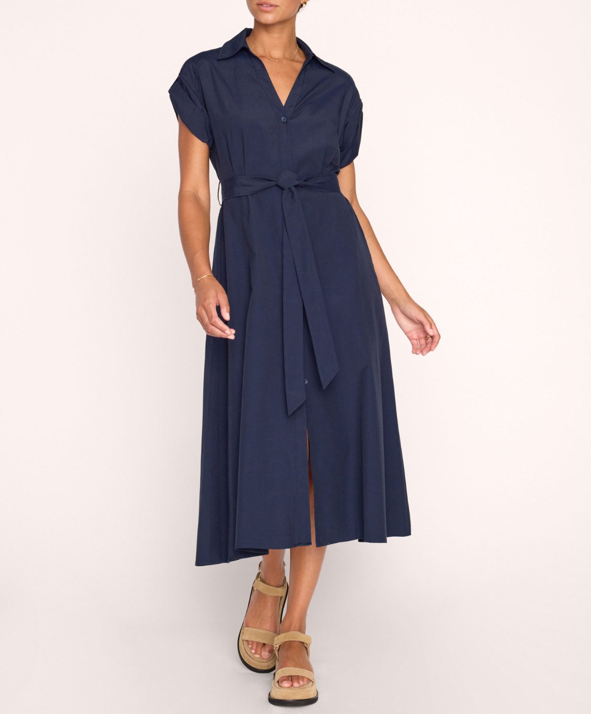 Modern Plain Collared Maxi Dress