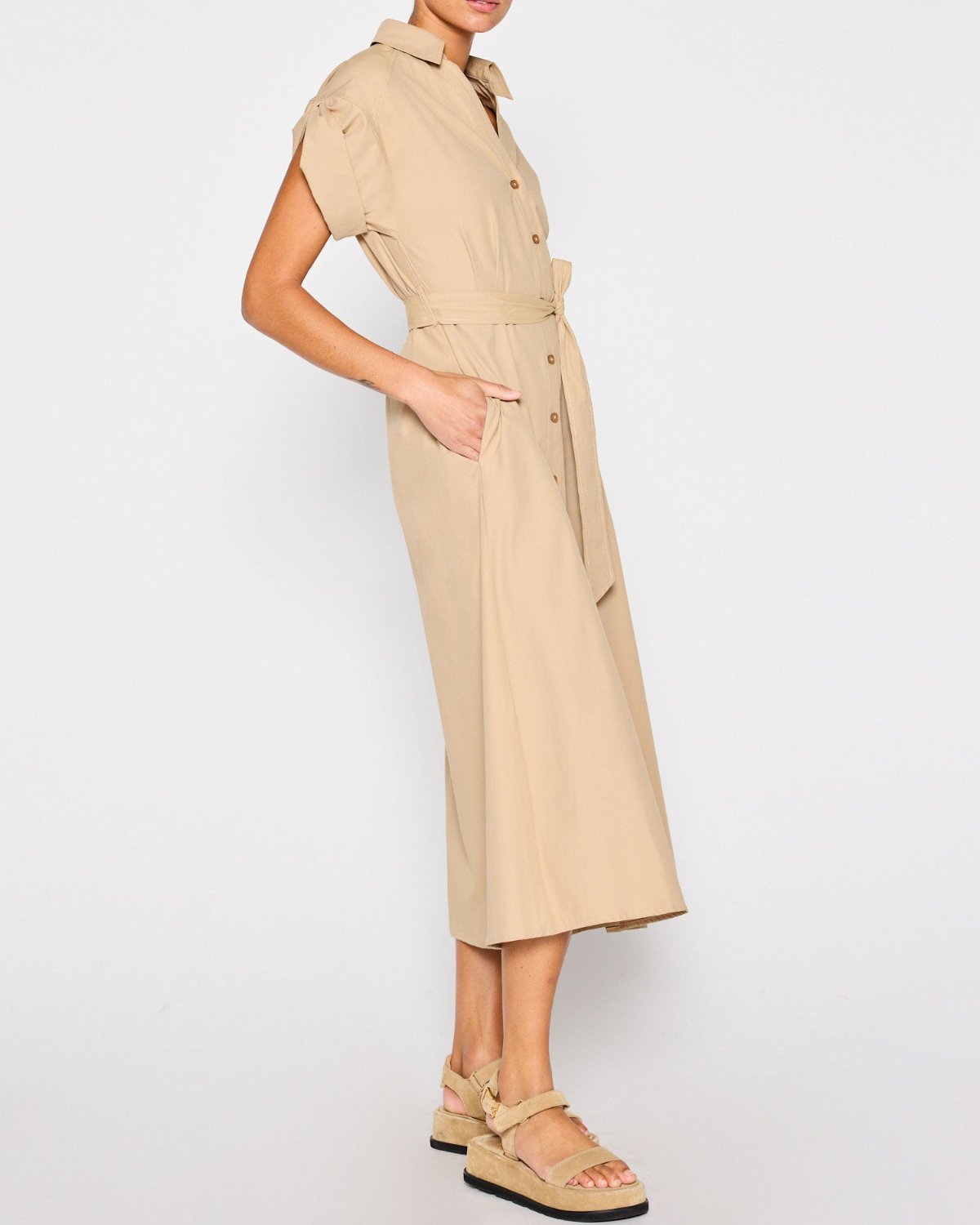 Modern Plain Collared Maxi Dress