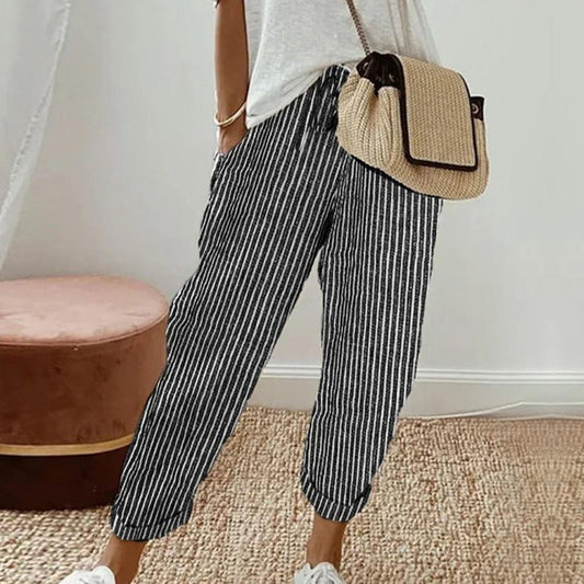 Classy Striped Print Side Pocket Pants