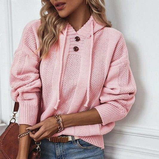 Sweet Pink Plain Hoodie Sweater