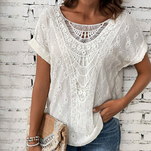 Comfy White Plain Short Sleeve Top