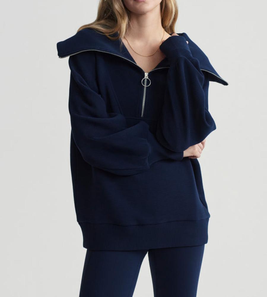 Trendy Half-Zip V-Neck Pullover