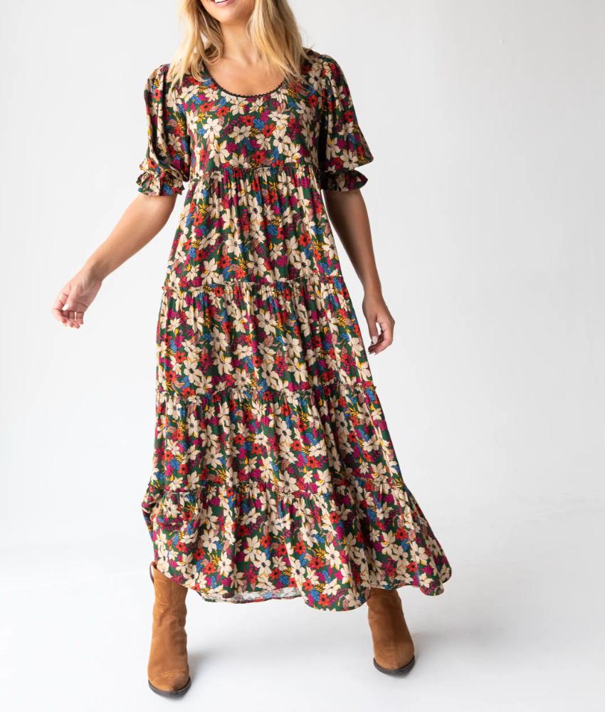 Gorgeous Short Sleeve Floral Print Maxi Dress