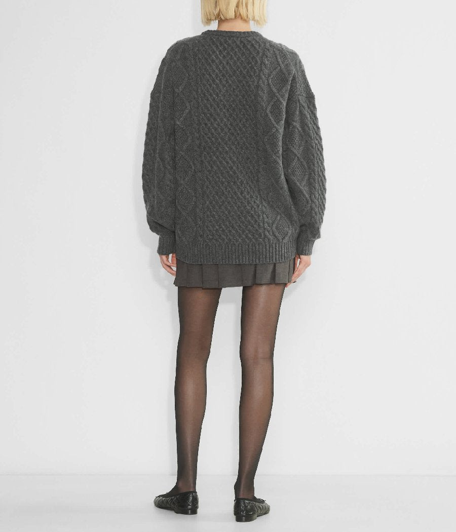 Chic Crewneck Cable-Knit Wool Sweater