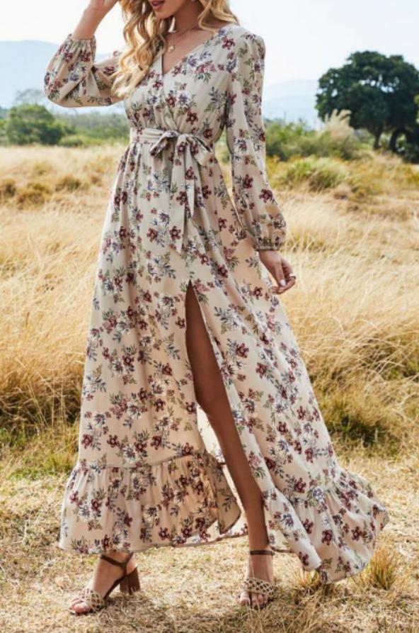 Floral Sexy V-neck Dress