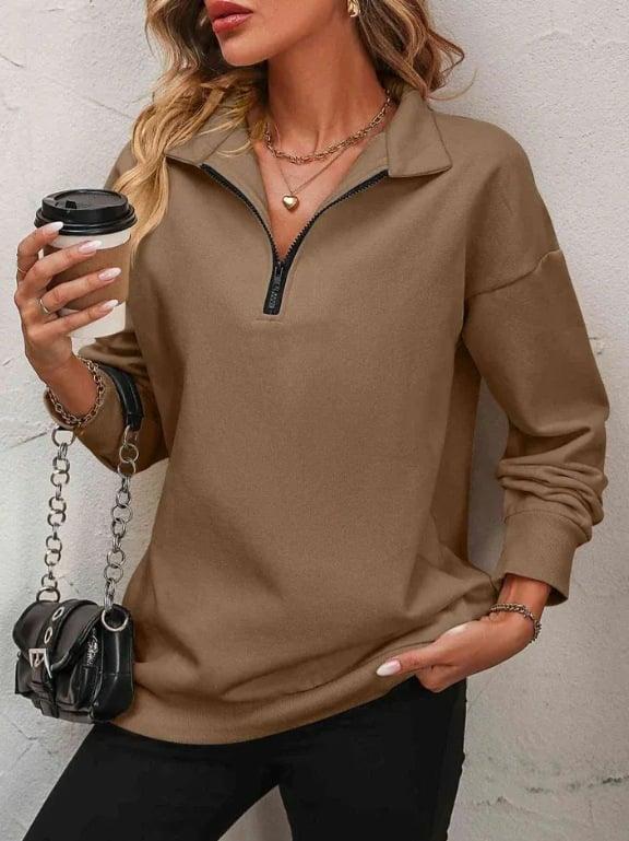 Womens Zip-Up Dropped Shoulder Sweatshirt (Buy 2 Free Shipping✔️)