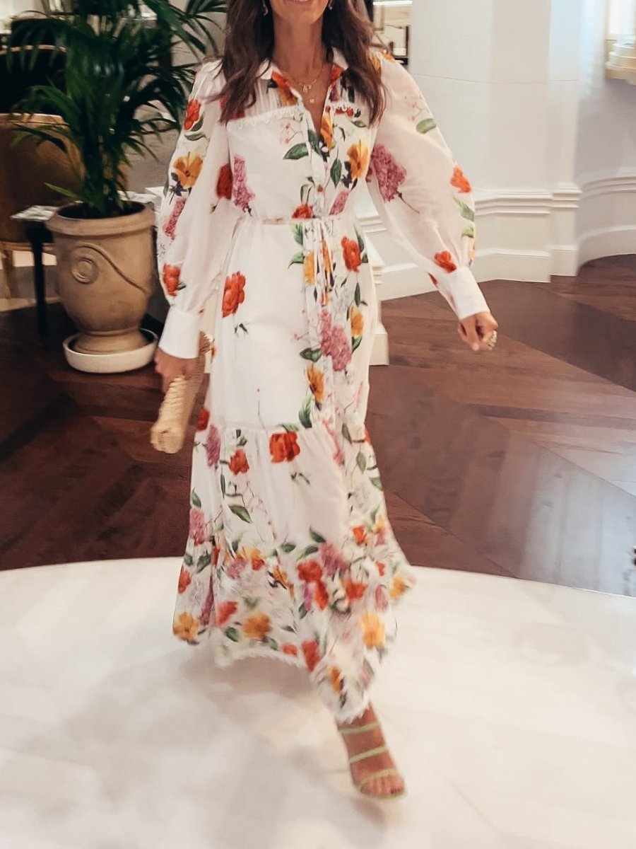 Tiered Floral Long Sleeve Maxi Dress