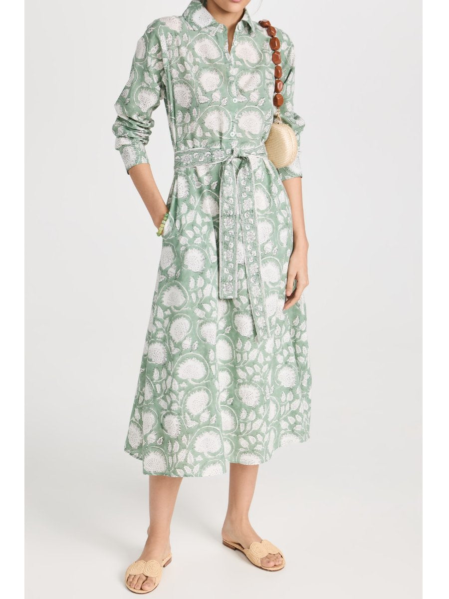 SS24 Light Green Printed Midi Dress