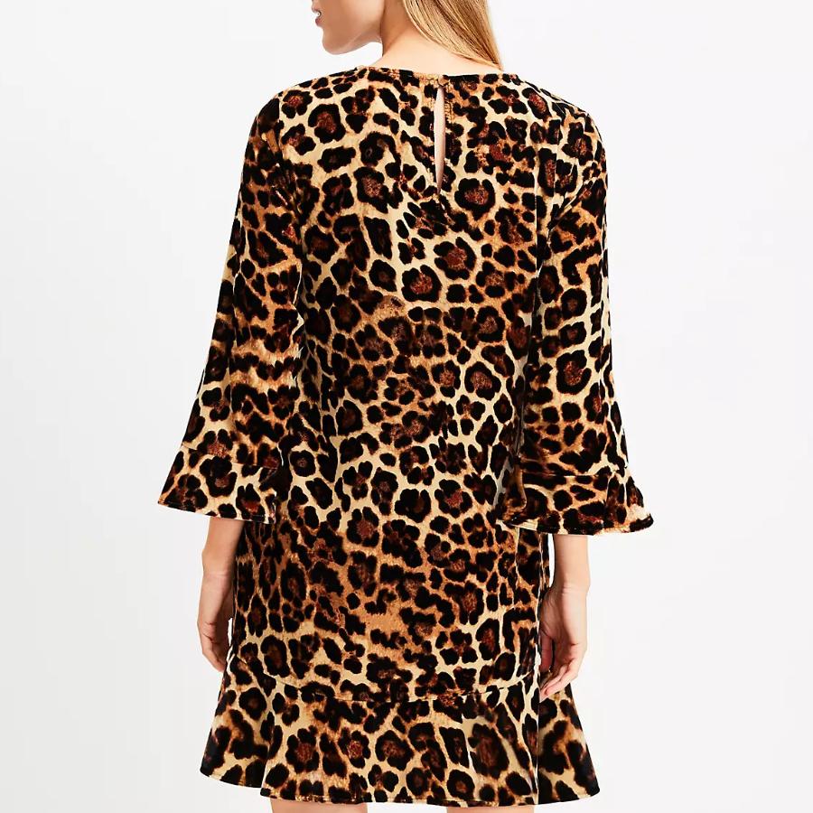 Stylish Leopard Print Flounce Mini Dress