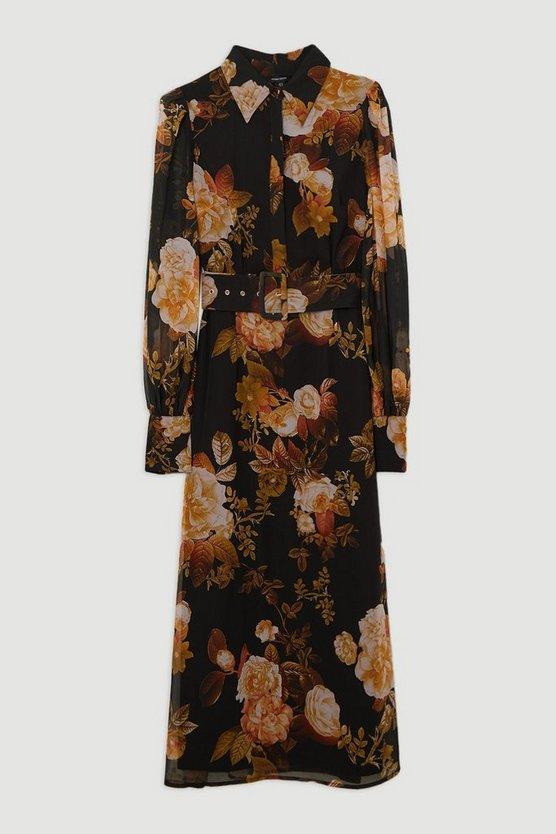 Chic Floral Shirt Maxi Dress