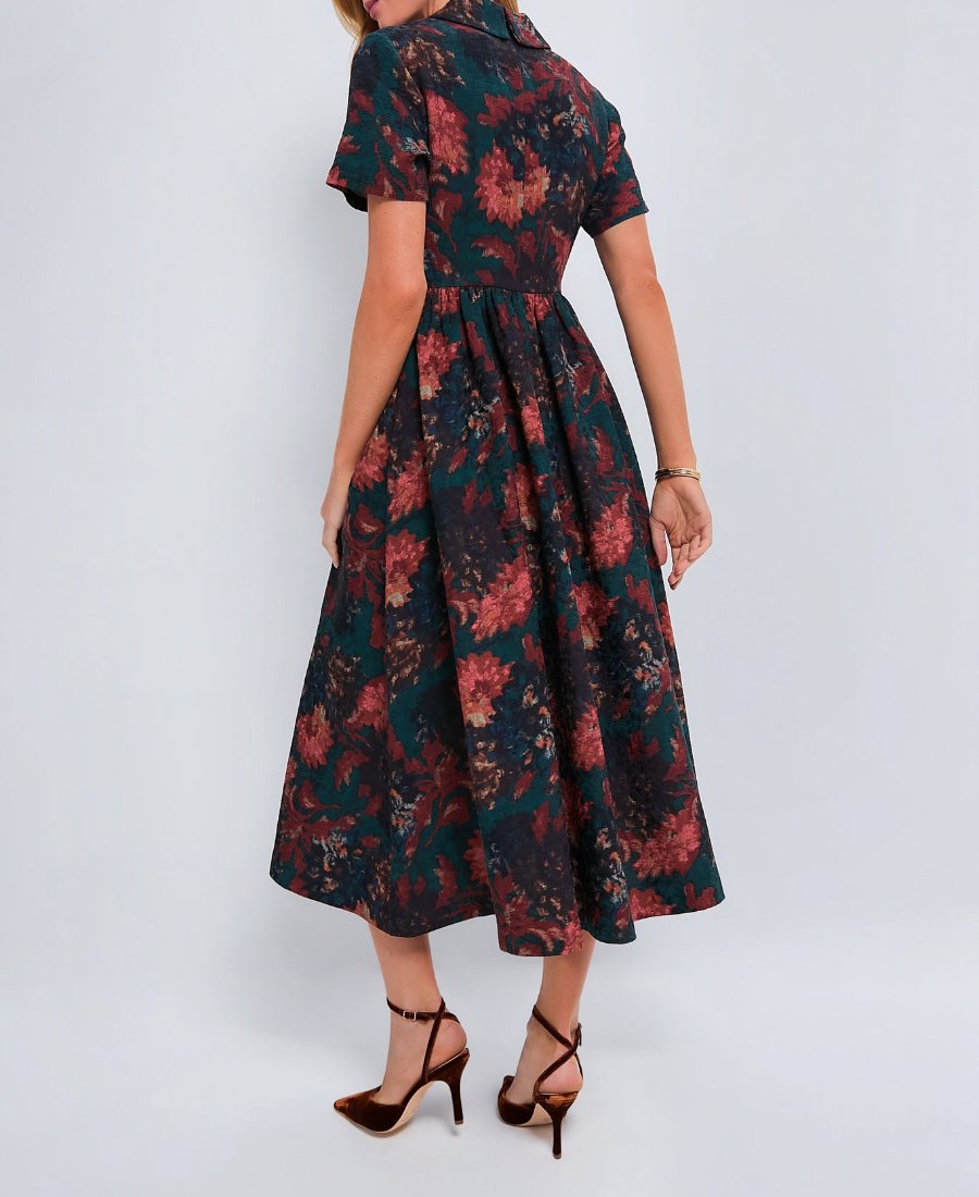 Trendy Floral Print V-Neck Dress