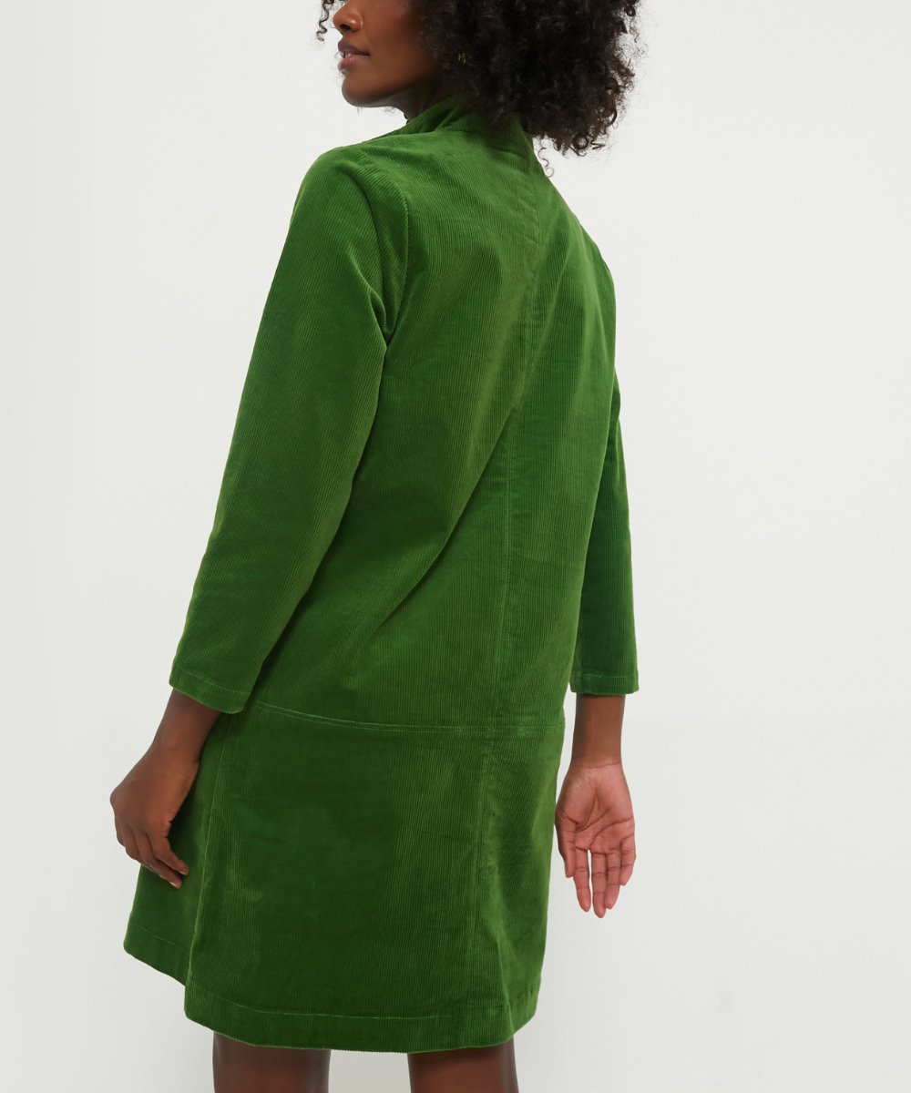 Green Corduroy Long sleeve Mini Dress