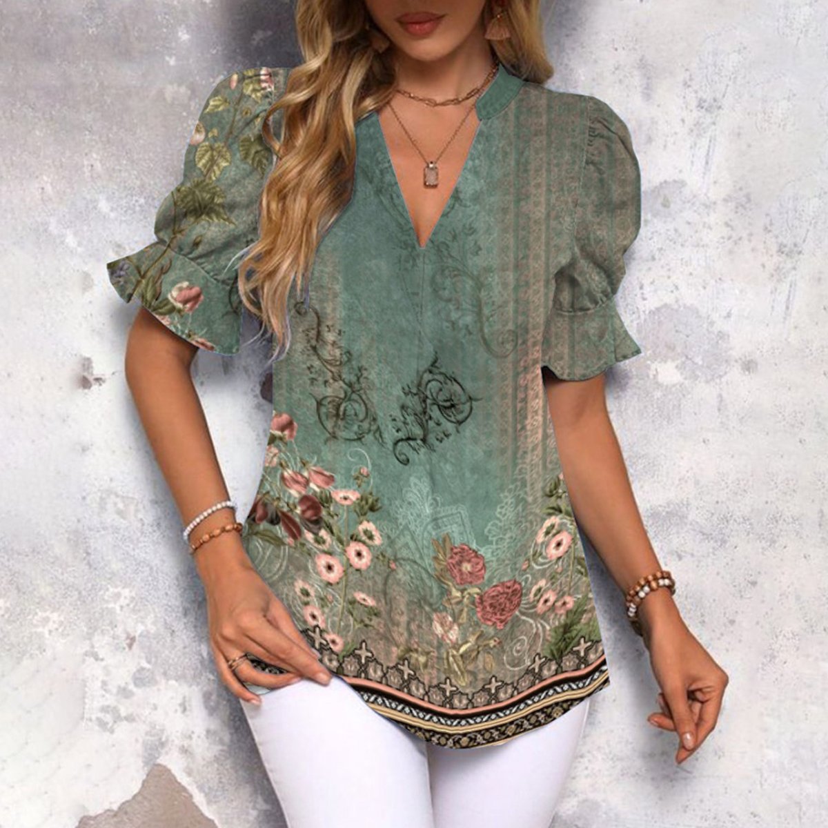 Youthful Green Short Sleeve Top